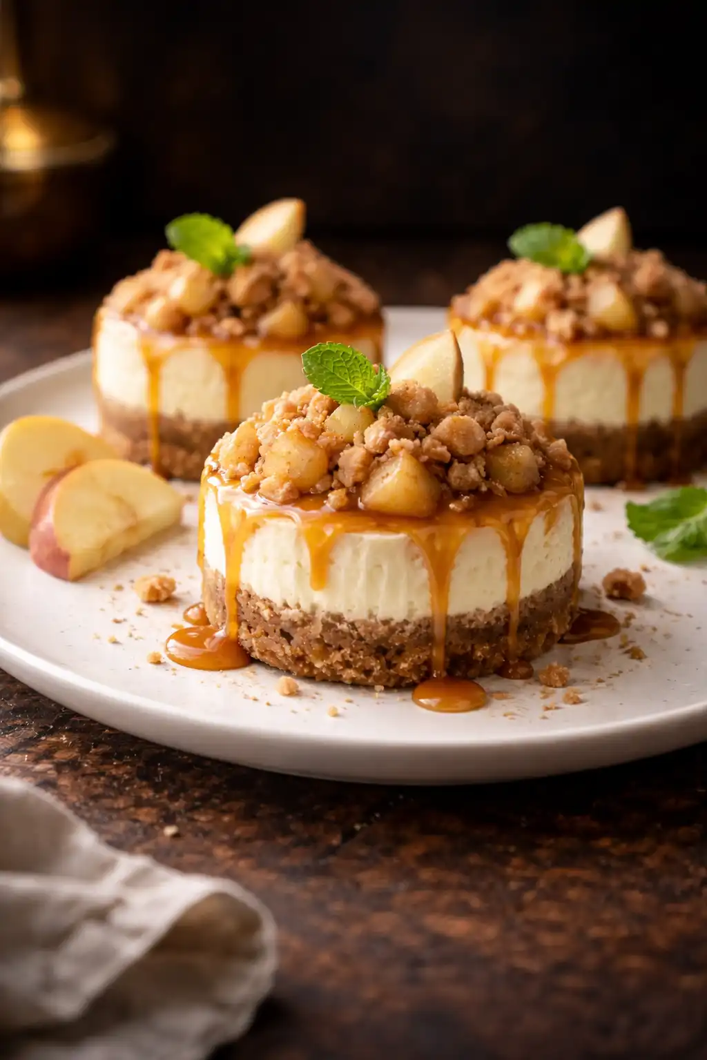 apple crisp mini cheesecake bites