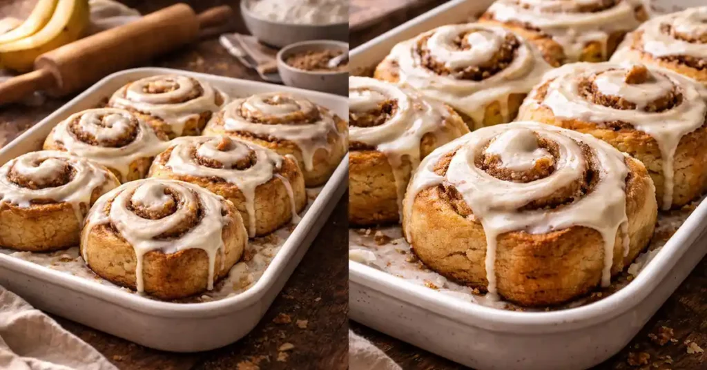 Banana Bread Cinnamon Rolls with Cream Cheese