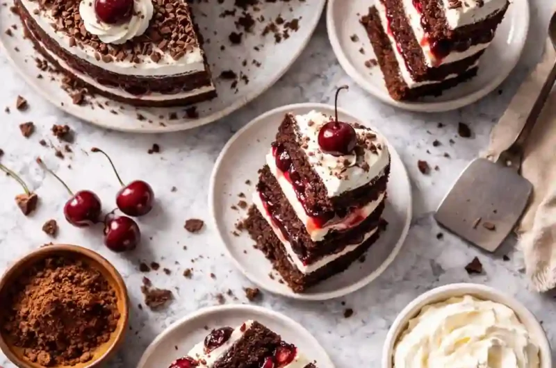 Classic Black Forest Cake Recipe at Home – Soft Chocolate Layers with Cream and Cherries Made Step by Step