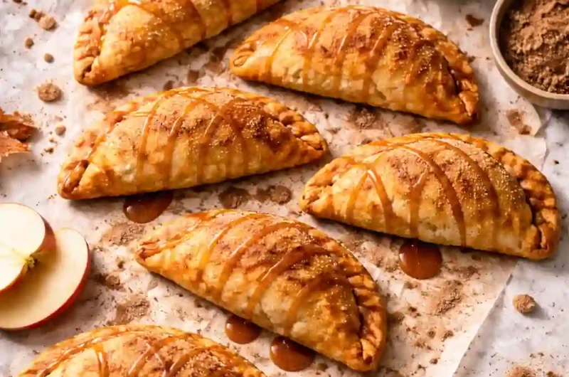 Easy Homemade Caramel Apple Empanadas Recipe with Flaky Pastry, Sweet Apple Filling and Rich Caramel Sauce