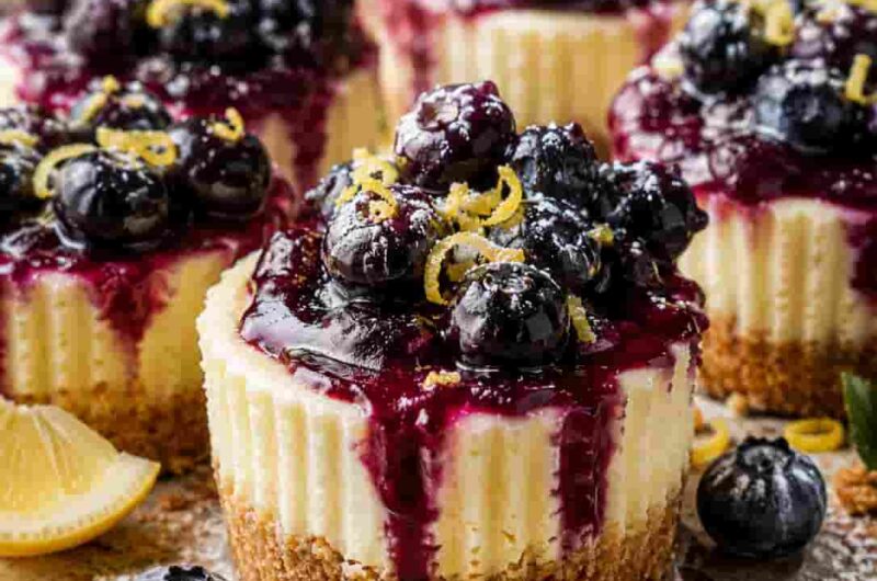 Juicy Mini Lemon Blueberry Cheesecakes That Melt in Your Mouth