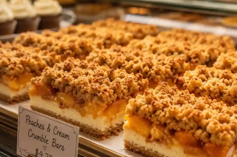 Peaches and Cream Crumble Bars That Melt in Your Mouth