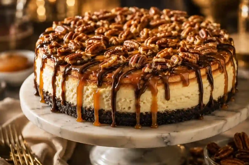 The Ultimate Turtle Cheesecake Recipe With Gooey Caramel and Chocolate