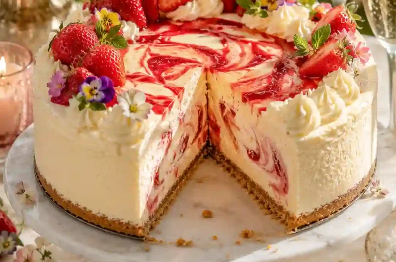 The Creamiest Strawberry Swirl Cheesecake You’ll Ever Make at Home