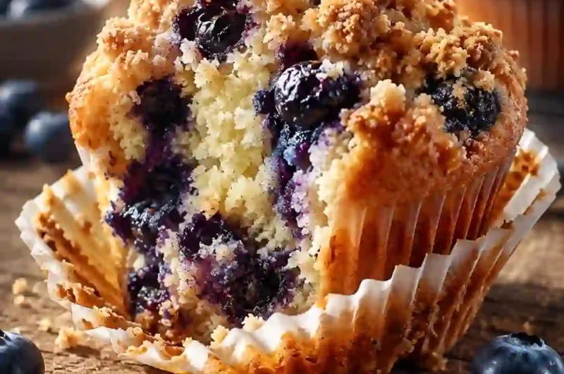 Easy Blueberry Muffin Recipe with Crumb Topping That Tastes Better Than Bakery Muffins