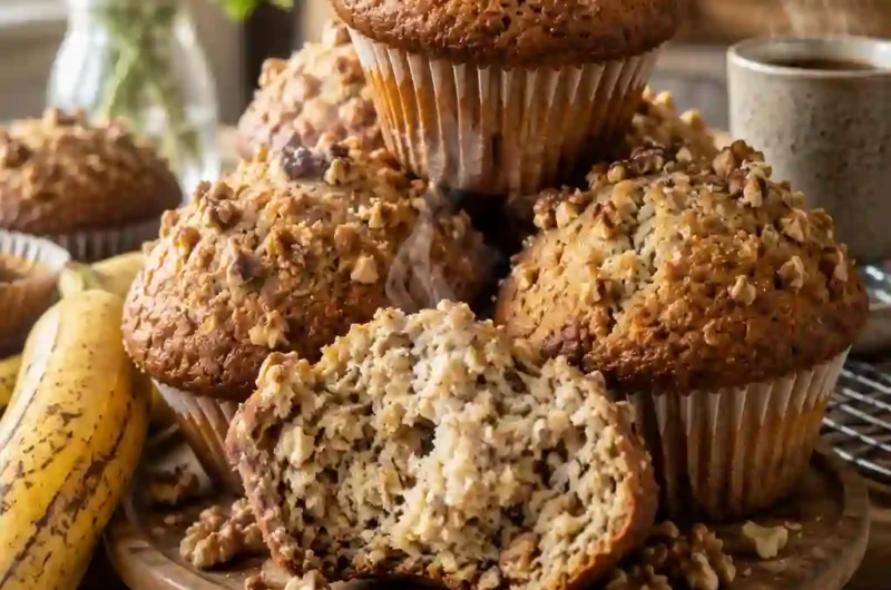 The Secret to Big Bakery Style Banana Nut Muffins You Can Make at Home