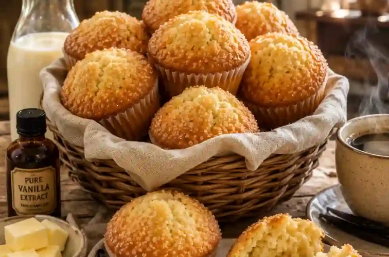 Bakery Style Vanilla Muffins From Scratch That Are Soft, Fluffy & Better Than Store-Bought