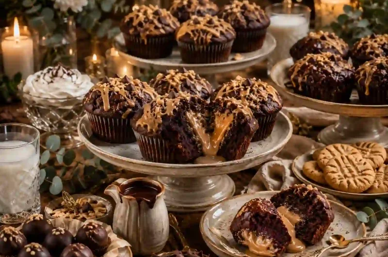 Soft Chocolate Peanut Butter Muffins For Dessert That Melt in Your Mouth