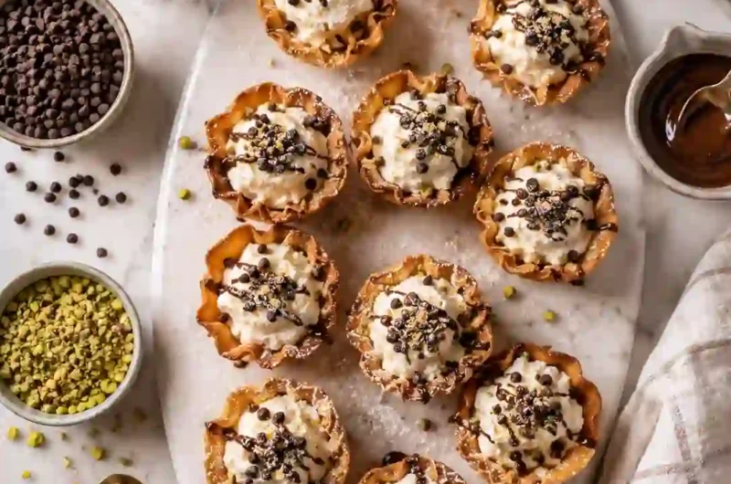 Crispy Mini Cannoli Cups Filled with Sweet Creamy Perfection