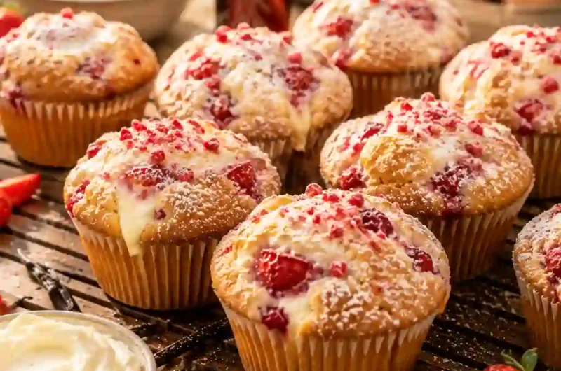 Strawberry Cheesecake Muffins with Cream Cheese Filling – Soft, Sweet, and Better Than Bakery Muffins