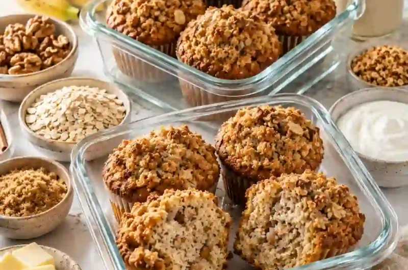 The Best Banana Walnut Muffin Recipe with Crunchy Topping You'll Ever Bake