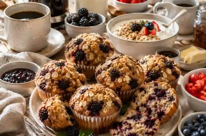Soft & Cozy Blackberry Oatmeal Muffins You'll Want Every Morning