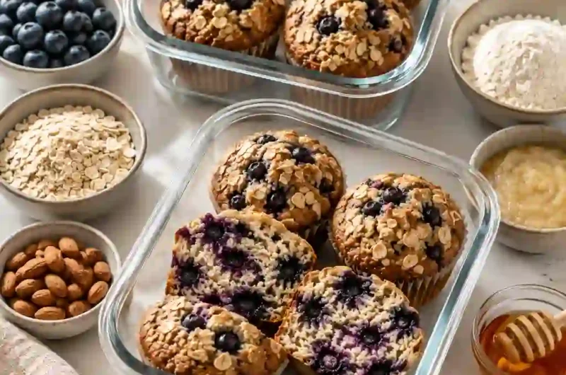 Blueberry Oatmeal Muffins with No Refined Sugar – Soft, Healthy & Easy