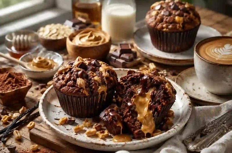 The Best Peanut Butter Chocolate Muffin Recipe High Protein and Easy