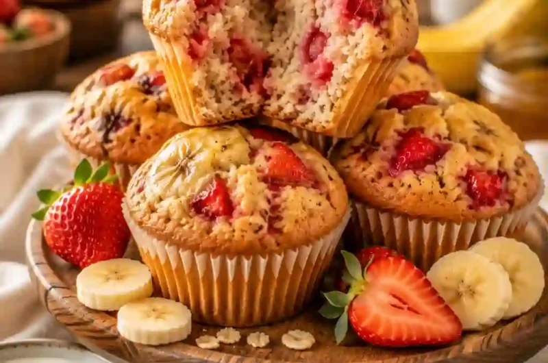 The Softest Strawberry Banana Muffins with Yogurt You'll Ever Bake